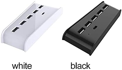 SHYPT 5-Портов за Високоскоростен Адаптер-Сплитер Игрова конзола USB Хъб, богат на функции за игралната конзола PS5 Поставка за Зареждане Светлинен индикатор (Цвят: черен)