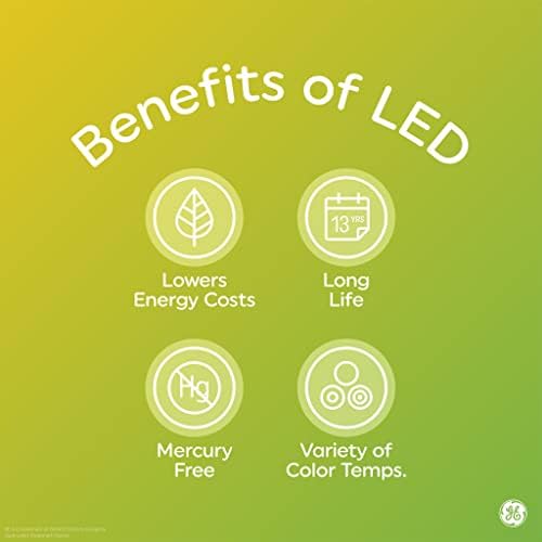 Led лампи GE Lighting, 60 W Еквивалент, Нежно Бял цвят, Лампи за вентилатори A15, Малко Основание (2 опаковки)