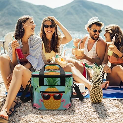 Чанта-Хладилник ALAZA Aloha с ананас и Фламинго, Изолиран Голям Запечатан Преносим Охладител/Термоупаковка, Чанта-Хладилник за Възрастни Мъже И Жени