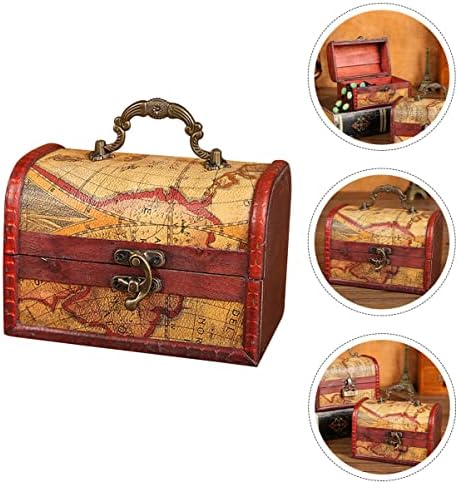 CLISPEED Кутия За Съхранение на 5шт Ретро Съкровище дървени сандъка със съкровището пират съкровище декоративна дървена Кутия За Съхранение на Снимки на Бижута