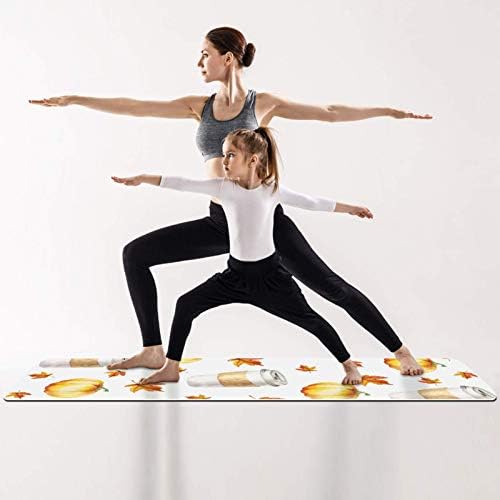 Дебела подложка за йога Siebzeh с есента листа и тиква Премиум-клас, в екологично Чист Гумена подложка за здраве и фитнес, нескользящий мат за всички видове упражнения, йога и пилатес (72 x 24x 6 мм)