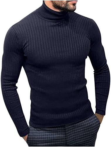 Мъжка Мода Slim Fit Базова Поло Тениски С дълги Ръкави Случайни Вязаный Пуловер Пуловер Однотонная Блуза, Топ