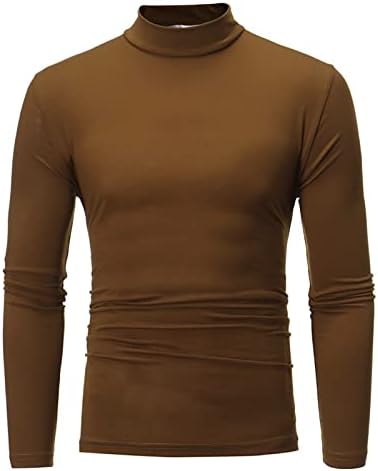 WOCACHI 2023 Нови мъжки ризи с дълъг ръкав, Тънки Основни тениски, Блузи с имитация на шията, обикновена Turtlenecks, Ежедневни Тениски