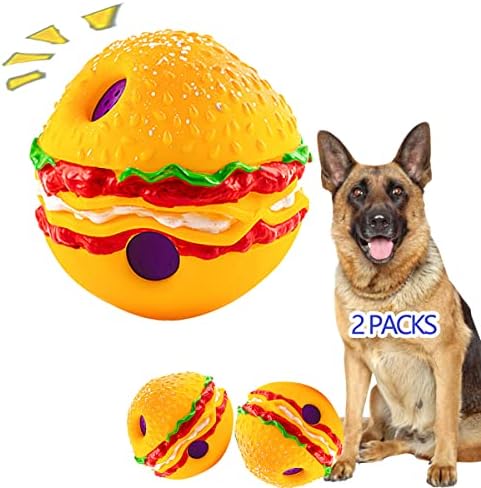 (2 опаковки) 4 топка за домашни хамбургери, Топка за вобл-хихикающих хамбургери за кучета, Странен играчка топка за кучета, Топка за домашни любимци, Център за игра за топката, Интерактивни играчки за малки, средни