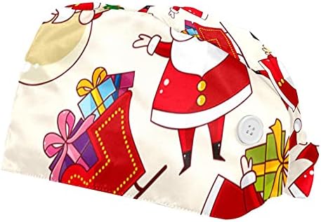 2 Опаковане на Коледни Работни шапки за еднократна употреба Дядо Коледа с изненада и спортна лента за Жени и мъже, Шапчица-Тюрбан с начесом