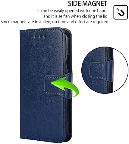 XNXCEVI за Samsung Galaxy S22 5G Кожен калъф-портфейл, притежател на кредитна карта, калъф-книжка с панти капак, устойчив на удари калъф за Samsung Galaxy S22, една чанта-портфейл 6,1 инча (тъмно синьо)