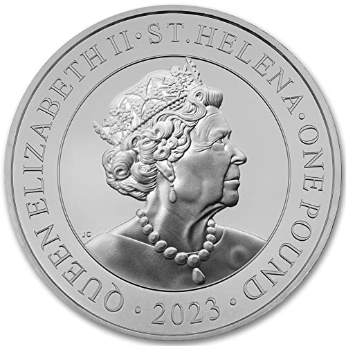 2023 Сребърна монета Св. Елена с тегло 1 унция, Модерна Японска Търговска Монета във формата на долар - Дракон, Лъскава, без да се прибягва, със сертификат за автентичност £ 1 БУ