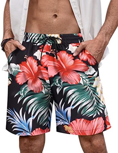 COOFANDY Мъжки Хавайски Плажни Шорти всеки ден С Цветен Ластик На Талията На съвсем малък Къса