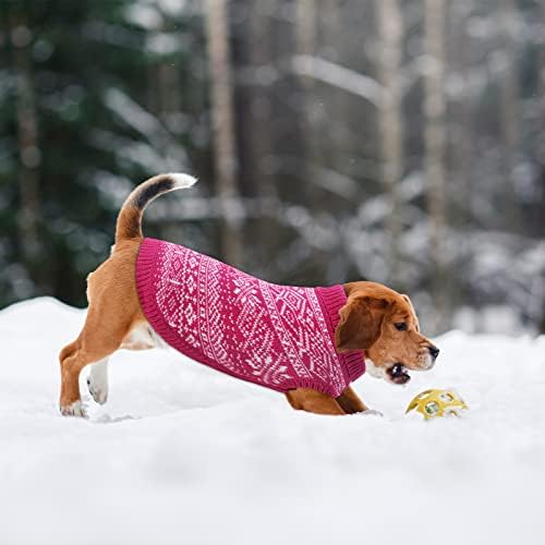 Pedgot / Комплект от 2 теми, Пуловер, за кучета, топъл пуловер от Аргайла, Зимни Дрехи, Меко палто за малки Кученца, Вязаная Дрехи за студено време (Розов, Червен, X-Small)