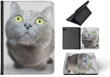 Сладък Очарователен калъф за таблет Grey CAT Kitten с панти капак за Apple IPAD PRO 11 (2018) (1-во поколение) / IPAD PRO 11 (2020 г.) (2-ро поколение) / IPAD PRO 11 (2021) (3-то поколение)