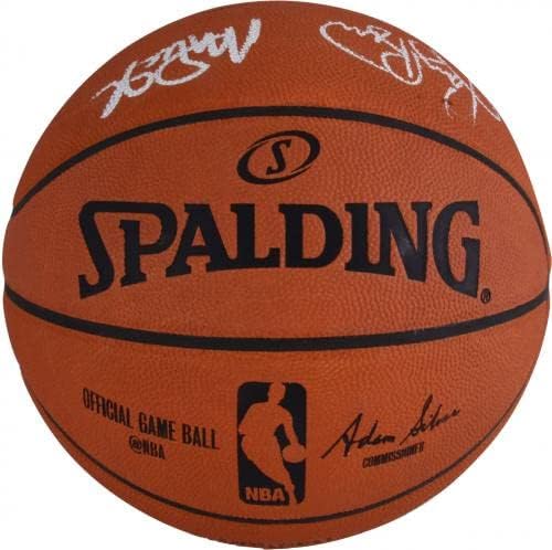Меджик Джонсън, Лари Бърд, Майкъл Джордан-С Автограф от Официални баскетболисти в НБА - Горната палуба - Баскетболни топки с автографи