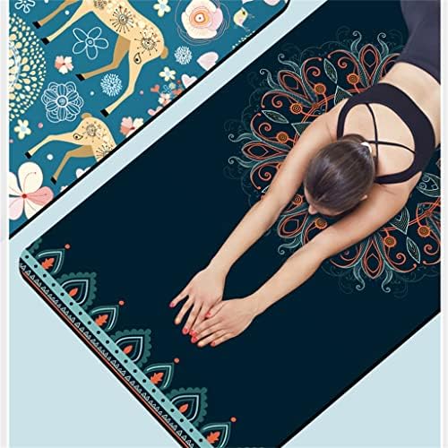 ADSRB Голям килимче за йога от ТПЭ с принтом, Велурени постелки за фитнес, Спортна възглавница, Гимнастически накладки за пилатес (Цвят: сив, размер: 183 cm * 80 см * 6 мм)