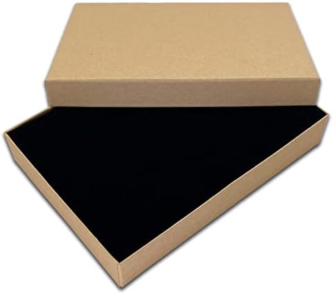 TheDisplayGuys - Подарък кутия за бижута, изработени от крафт-хартия с нежната вложка за 12 бр. - Колие/Висулка - Матово Черно 53 (5-3 /8 x 3-7 / 8 x 1 инч)