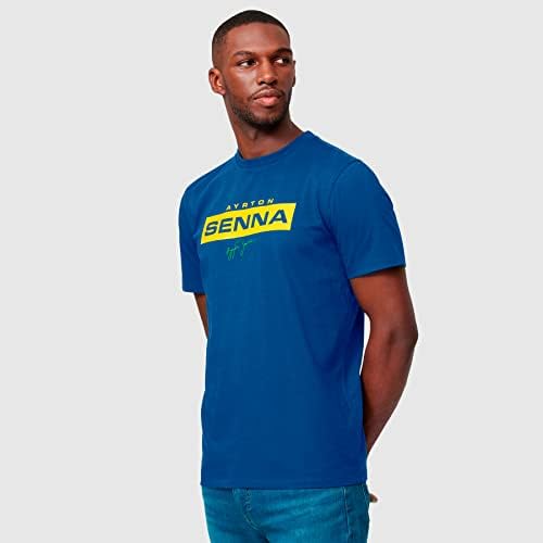 Мъжка тениска с логото на Fuel For Fans Айртон Сена - Тъмно синьо/Зелено/Жълто
