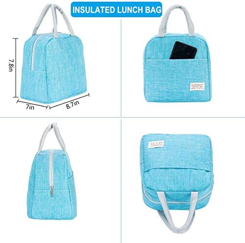 Малки чанти за обяд за жени и Мъже, Детска Изолирано чанта-хладилник за Обяд, за многократна употреба Обяд-Бокс за децата да се върнат в училище, На работа, в офиса (Синьо небе)