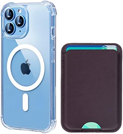 Магнитен калъф Dlinda 2-в-1 за iPhone 14 Plus, прозрачни, магнитни кожен портфейла си, държач за карти, една чанта-портфейл Magsafe, жълто, устойчив на падане, е съвместим с Mag-Safe -6,7 , лилаво