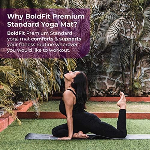 Килимче за йога Boldfit за жени и Мъже с Чанта за носене и система за Изравняване на тялото