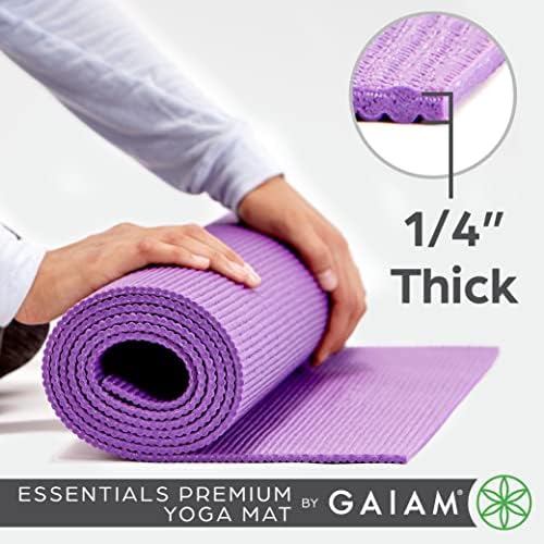 Килимче за йога премиум-клас Gaiam Essentials с каишка за носене на ръка подложка за йога (72 L x 24W x 1/4 инча дебелина)