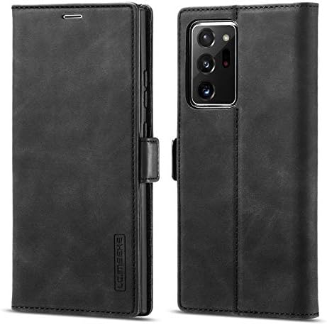 Калъф EYZUTAK за Samsung Galaxy Note 20 Ultra, Ретро Класически Чанта-портфейл от матова кожа, флип-надолу на кутията в стил лаптоп с магнитна закопчалка, Поставка за карти, отделение за карти - Черен