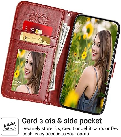 MZELQ Предназначен за Samsung Galaxy S21 Ултра Чанта-портфейл с Държач за карти За Жени, Момичета Цветя Цветя Слънчоглед Маргаритка Фолио флип-надолу Кожена Покриване на Магнитен Защитен с Каишка на Китката Поставка