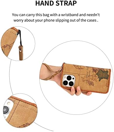 Чанта-портфейл Raimot с панти капак, iPhone 13 13Pro /Pro Max с картодържателя, Каишка за Китката, Кожен Калъф, Подарък кутия, с пълна защита (iPhone 13)