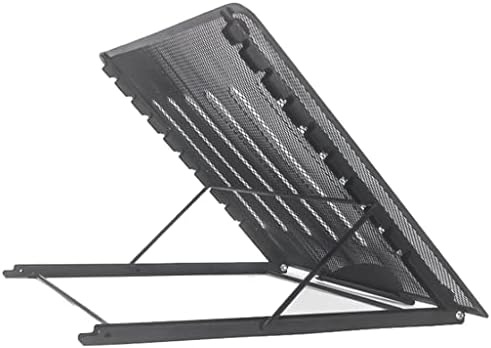 DLOETT Черно Вентилирани Титуляр за лаптоп с голям Мрежа, Настолна Поставка-Регулируема По Височина Метална Поставка За лаптоп