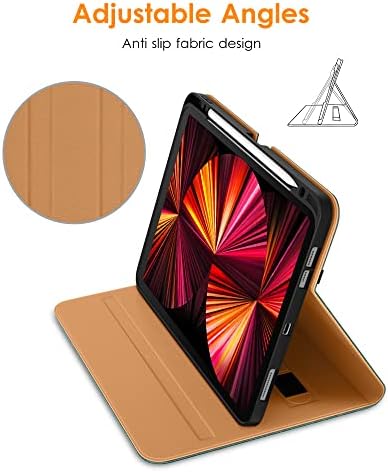 Калъф DTTO за iPad Pro 11 инча 4-ри/3-ти/2-ри/1-во поколение 2022/2021/2020/2018, идеален за iPad Air 4/5, калъф-награда от изкуствена кожа премиум-клас и устойчив на удари защитен калъф за цялото тяло, борова зелено