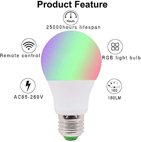 Led крушка RGB, 3 W с регулируема яркост, с Променящ се Цвят Led лампа с дистанционно управление за домашна бар, Празнично осветление, което е равно на 20 W, с 16 цвята (RGB + Дневна студено бяло, 20 броя в опаковка)