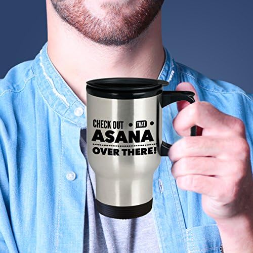 Чаша за йога Travel Mug Tumbler Cup - Виж ума на една и Асану! - Кафе / Чай / Напитка Топла / Студена Изолиран - Забавен и Нестандартен Празничен подарък Фен на йога