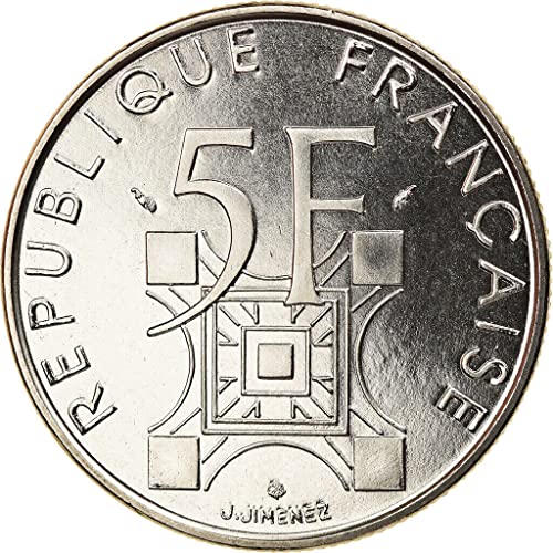 Френска монета от Парижкия монетен двор на 1989 г. номинална стойност от 5 франка. Честване на 100-годишнината от Айфеловата кула. 5 Франка, оценен от продавача. Циркулирующее състояние.
