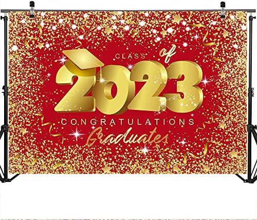 Mocsicka Class of 2023 Фон 7x5 фута с червени и златни искри, Поздравления за Дипломирането страна, Фотофоны за Абитуриентски партита, на Фона на фото студио